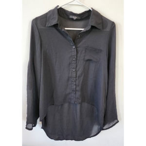 Papaya Women's  Medium Black Sheer Hi Lo Blouse